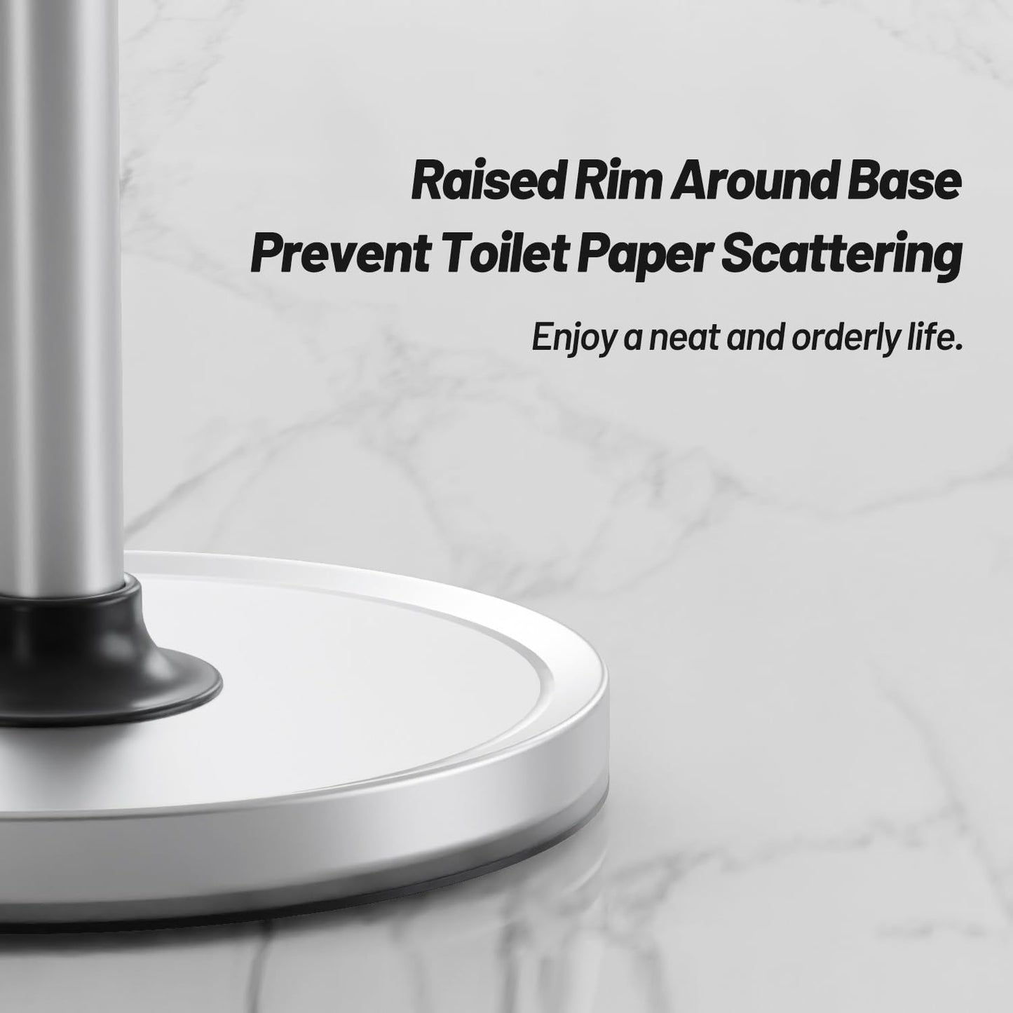 VEHHE Paper Towel Holder Countertop with Unique Damping Spring Structure for One-Handed Tearing, Stainless Steel Paper Towel Holder with Weighted Base and Suction Cups for Kitchen Bathroom, Silver