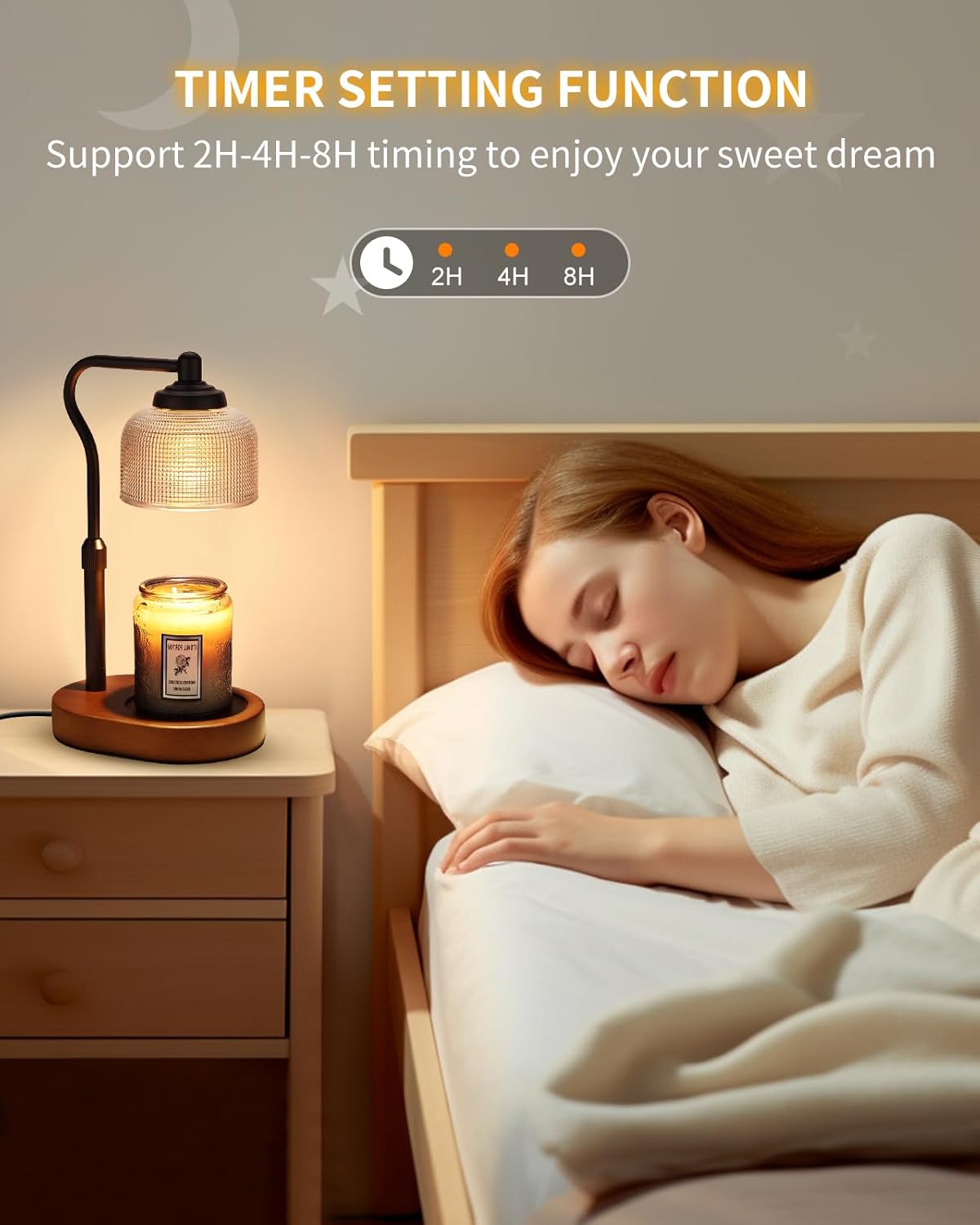 Candle Warmer Lamp with Timer, Electric Candle Warmer Adjustable Height, Mothers Day Gift for Mom, Dimmable Modern Candle Lamp with 3 Bulbs for Home Decor House Warming Gifts, Clear Glass