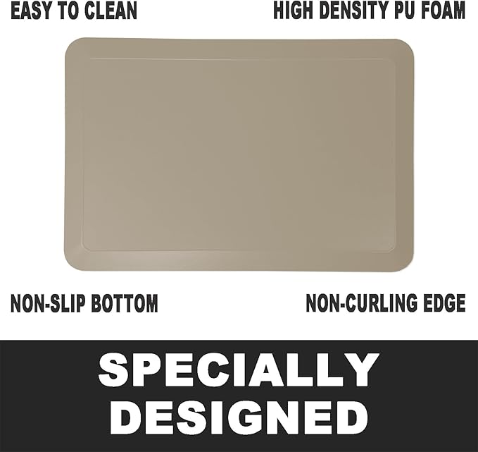 1" Extra Thick Anti Fatigue Floor Mat 60" L x 17" W,Kitchen Mat, Standing Desk Mat,140D Advanced PU Foam Ergonomic Comfort at Home, Office, Garage, Sink (Beige)