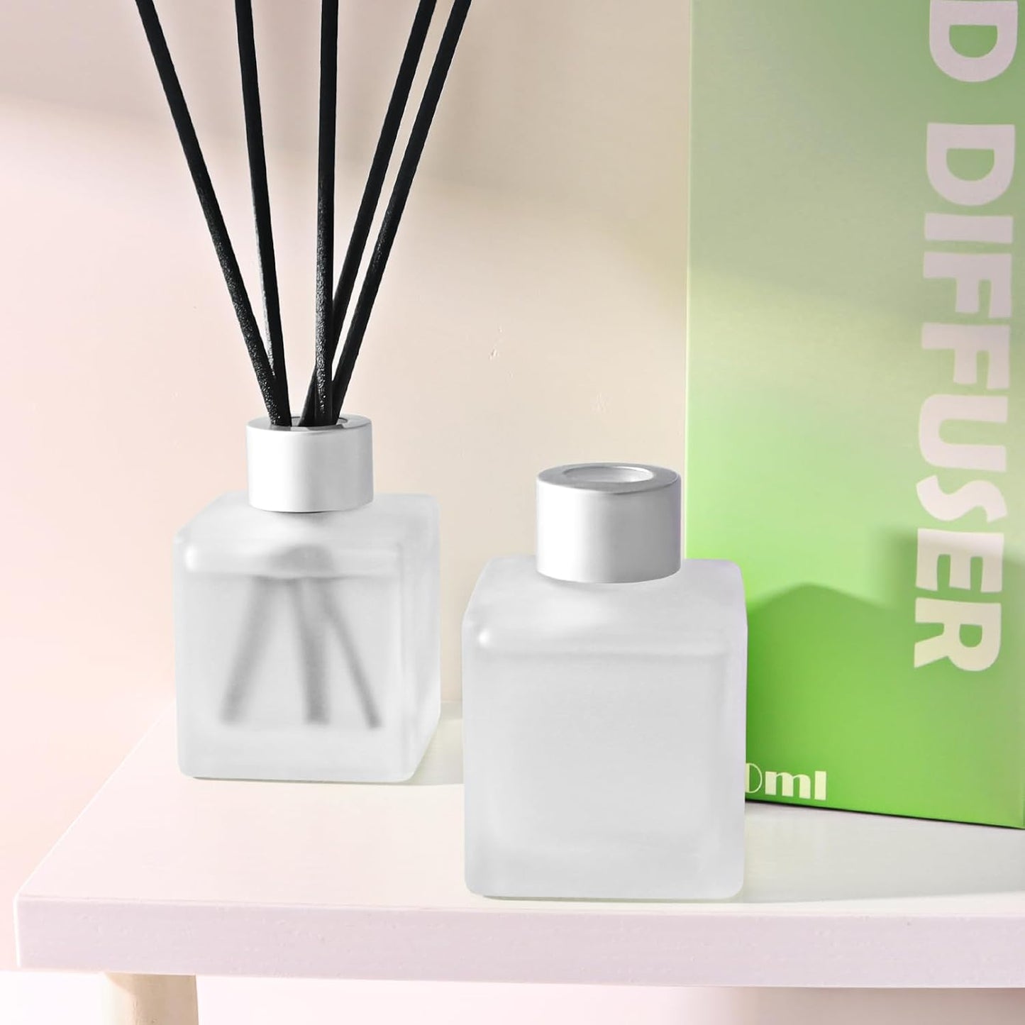 Reed Diffuser, Bamboo & White Tea Essential Oil with Diffuser Sticks for Room Decor, 3.4 fl oz(100ml) Long Lasting Scent Air Freshener, Home Fragrance for Bathroom Decoration (2 Pack)