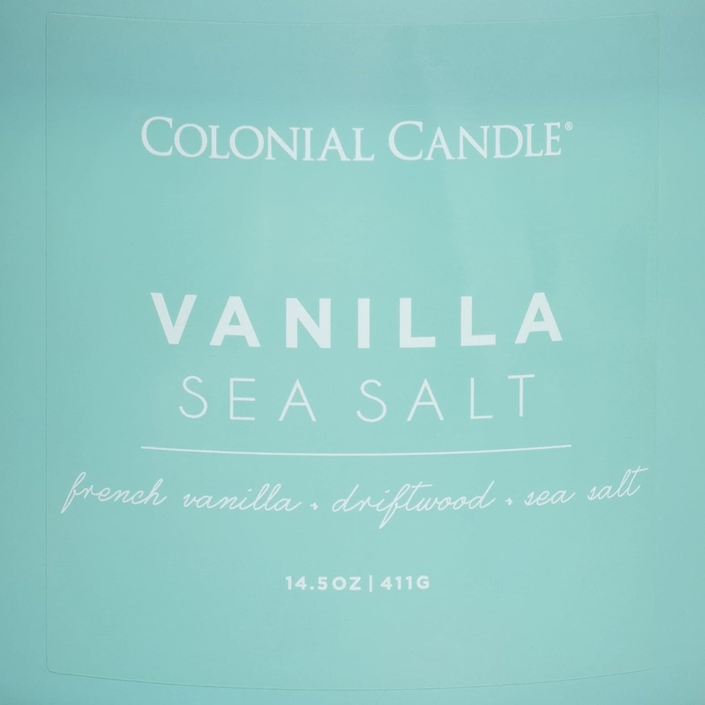 Colonial Candle Vanilla Sea Salt Scented Candle, Pop of Color Collection, 3 Wick, Blue, 14.5 oz - Up to 60 Hours Burn