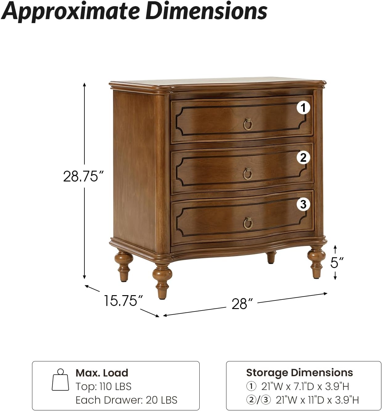 HULALA HOME Wood Nightstands Set of 2 with Charging Station for Bedroom, 3 Drawers Traditional Nightstands, Side Table with Solid Wood Legs, USB Ports & Three-Prong Plugs, SEADRIFT