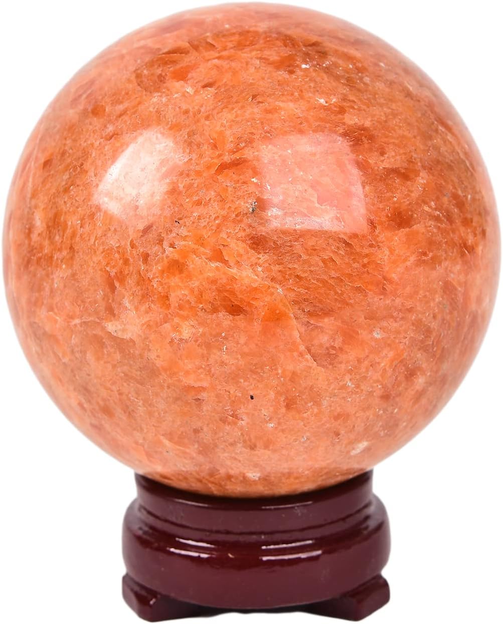JIC Gem Sunstone Healing Crystals Sphere Ball Natural Rare Sparkling Crystal Sphere Ball Mineral Quartz Stone Ball with Decorative Stand Home Decoration (70-80mm)