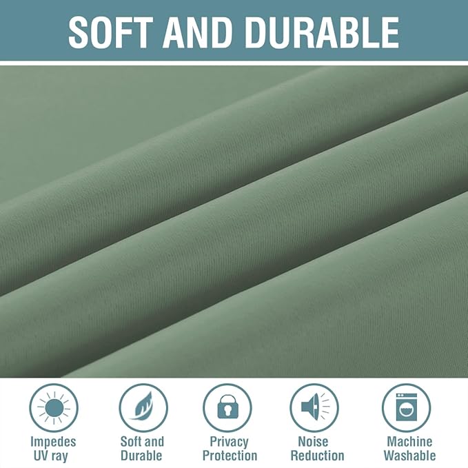 H.VERSAILTEX Blackout Curtain for Living Room Thermal Insulated Window Treatment Curtain Extra Long 96 inch Length Energy Saving Solid Grommet Top Blackout Drape, One Panel, Green Bay, 52" W x 96" L