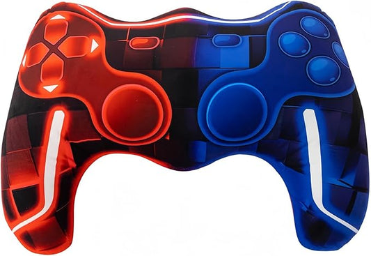 Meeting Story Game Controller Shaped Plush Throw Pillow Cushion for Boys and Girls Gamer Room Decoration for Sofa Couch/Computer Chair/Bed Gifts for Teen Boys Gaming Toy Pillow (Blue Red, Large)