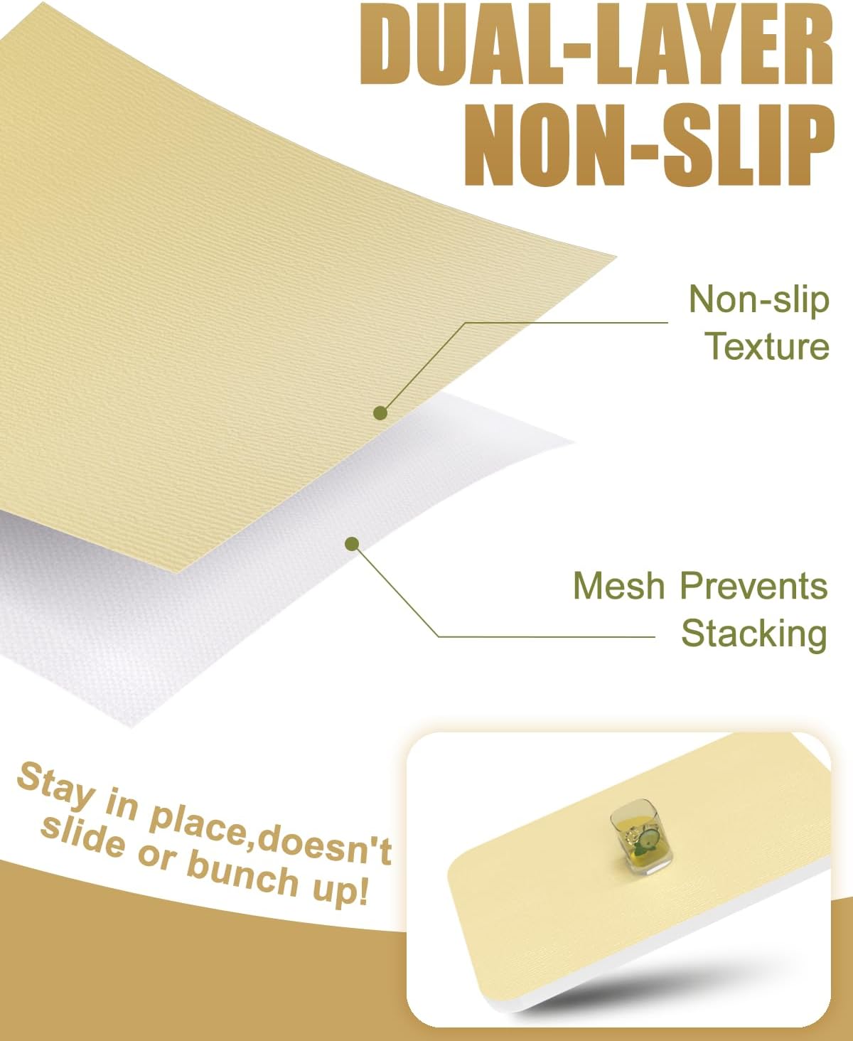 Drawer and Shelf Liner, Non-Adhesive Kitchen Cabinet Liners, Non Slip Shelf Paper Waterproof Washable Thickened for Dresser Pantry Shelve Bathroom Protector