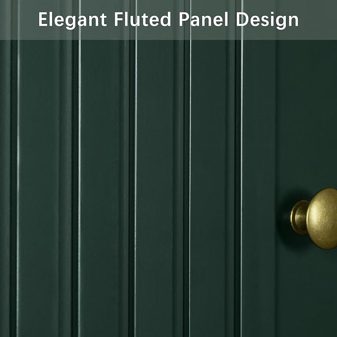 Over The Toilet Storage Cabinet, Above The Toilet Storage with Fluted Panel Doors and Soft Hinges, Over Toilet Bathroom Organizer Spacesaver Rack (Forest Green)