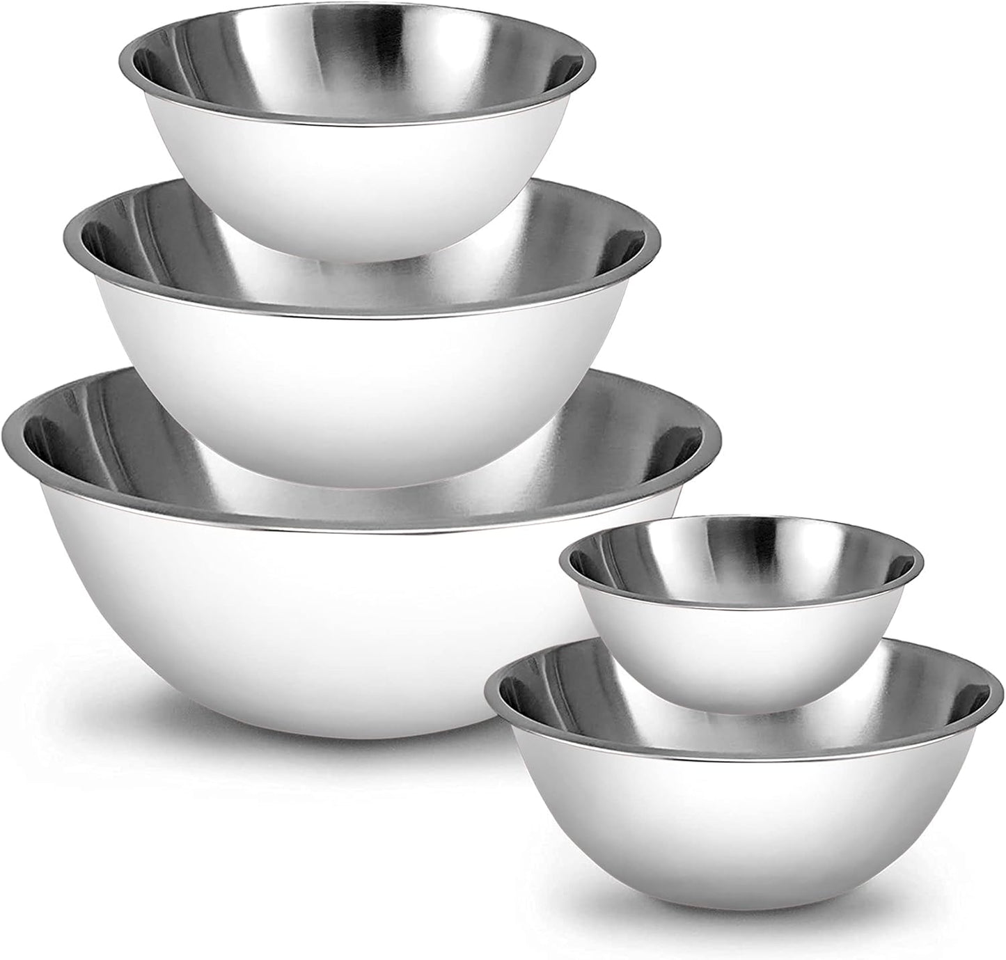 WHYSKO Meal Prep Stainless Steel Mixing Bowls Set, Home, Refrigerator, and Kitchen Food Storage Organizers | Ecofriendly, Reusable, Heavy Duty (White)
