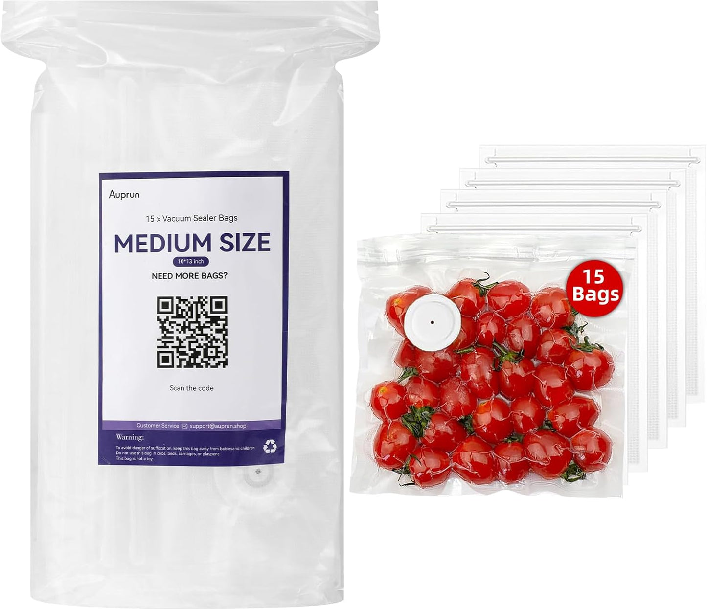 15 Pcs 10”x13” Reusable Vacuum Sealer Freezer Bags with Air Valve for Food Storage and Preservation, for Leftover Save, Meal Prep, Sous Vide Cook, Outdoor BBQ. BPA Free, Dishwasher Safe Microwavable