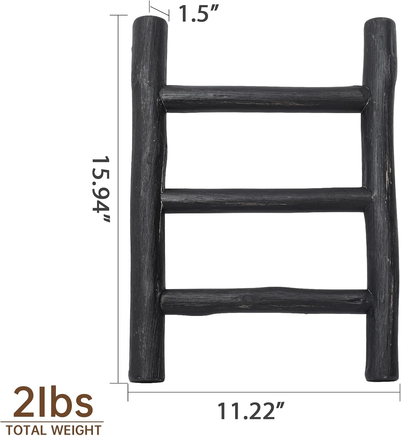 FUIN Fully Assembled Wooden Tea Towel Ladder, Mini Ladder Towel Rack Display Hanger, Small Rustic Farmhouse Tea Towel Stand Holder for Country Bathroom Decor, Black