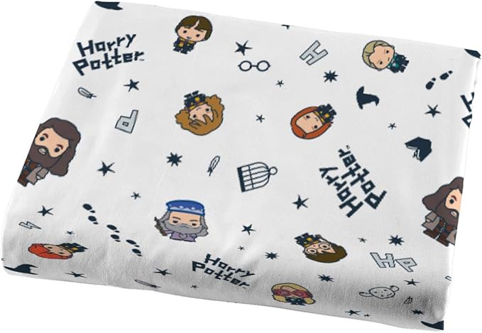 Jay Franco Kids Sheet Set with Fitted, Flat Sheets & Pillow Cover - Ultra-Soft Bedding with Pillowcase for Room Decor, White - Harry Potter, 3 Piece Twin