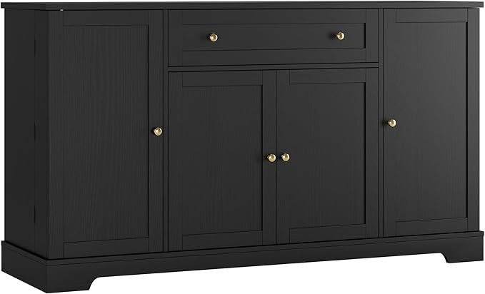 HITHOS 54" Buffet Cabinet with Storage, Modern Kitchen Buffet Sideboard with Drawer, Wood Coffee Bar with Adjustable Shelves, Kitchen Storage Cabinet for Living Room, Black