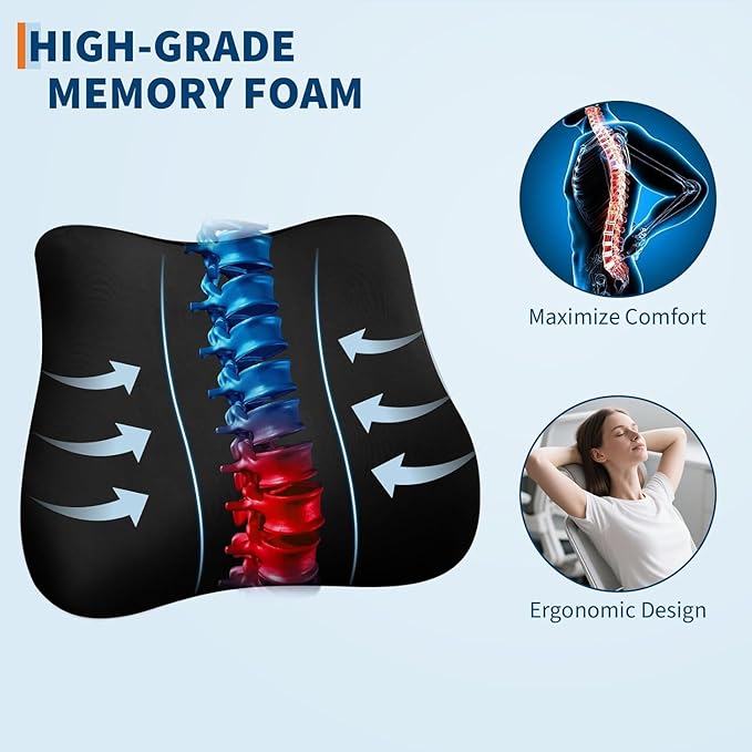 Ergonomic Office Chair, Adjustable Headrest and Lumbar Support, Retractable Footrest, HomeOffice Computer Executive Desk and Chair with Wheels for Home Office,Black with Pillow