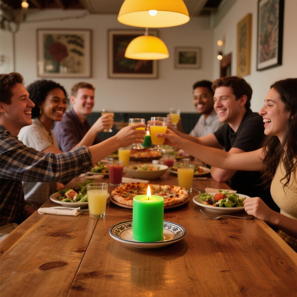 Set of 3 Different Size Light Green Pillar Candles, Unscented Dripless 2.75x3, 2.75x4, 2.75x6 Inch Long Lasting Cylinder Wax Candles for Home Power Outage Dinner Table Decoration