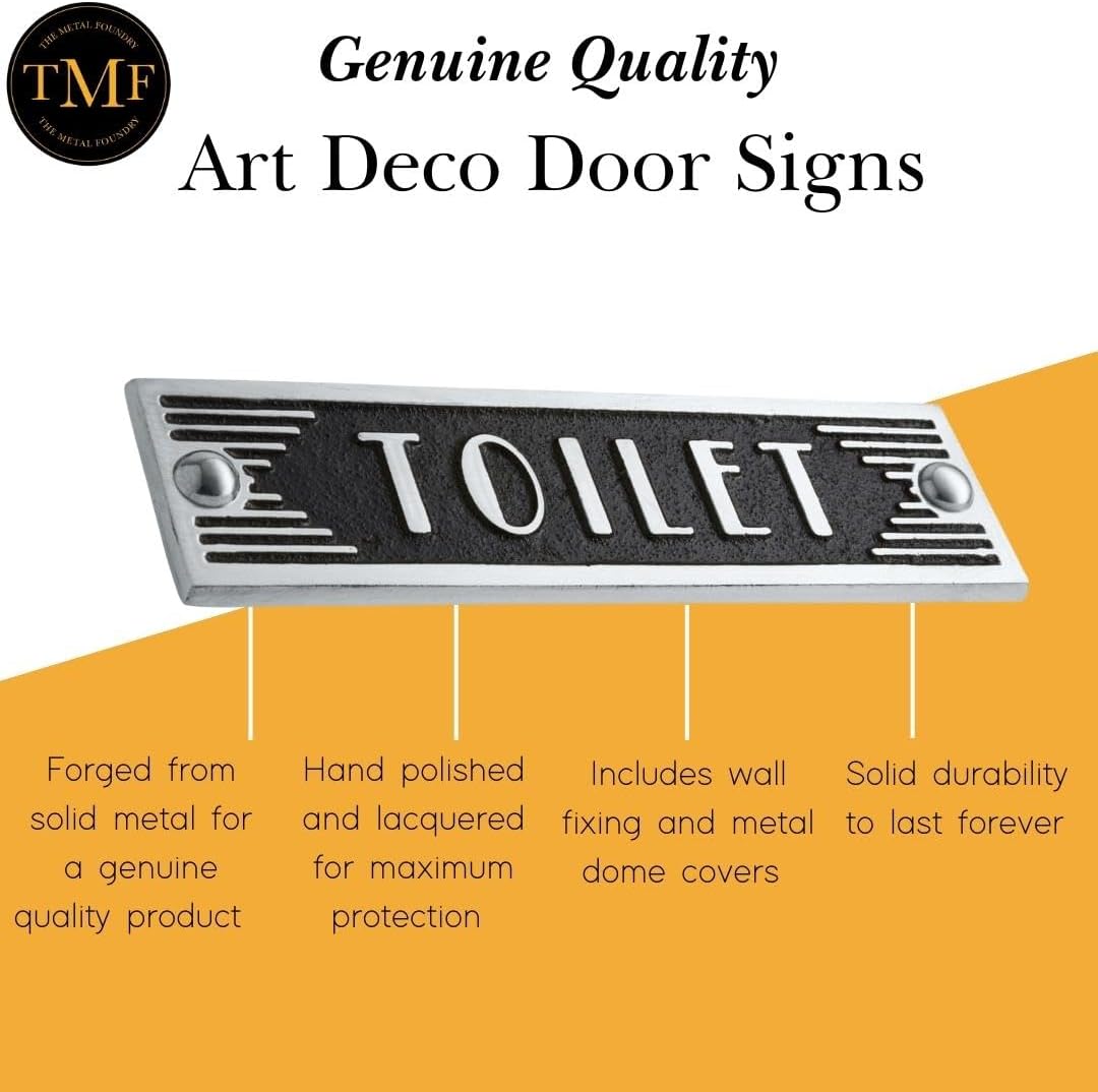 The Metal Foundry Toilet Metal Door Sign. Art Deco Style Home Décor Accessories Door Or Wall Aluminium Plaque. Handmade in England.