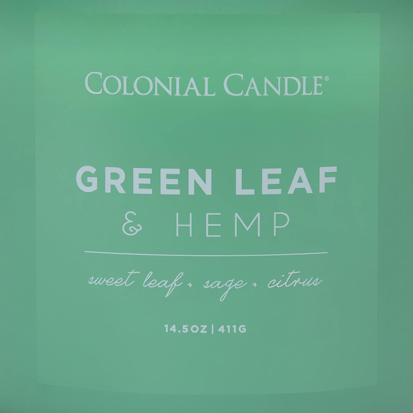 Colonial Candle Green Leaf & Hemp Scented Jar Candle, Pop of Color Collection, 3 Wick, Green, 14.5 oz - Up to 60 Hours Burn