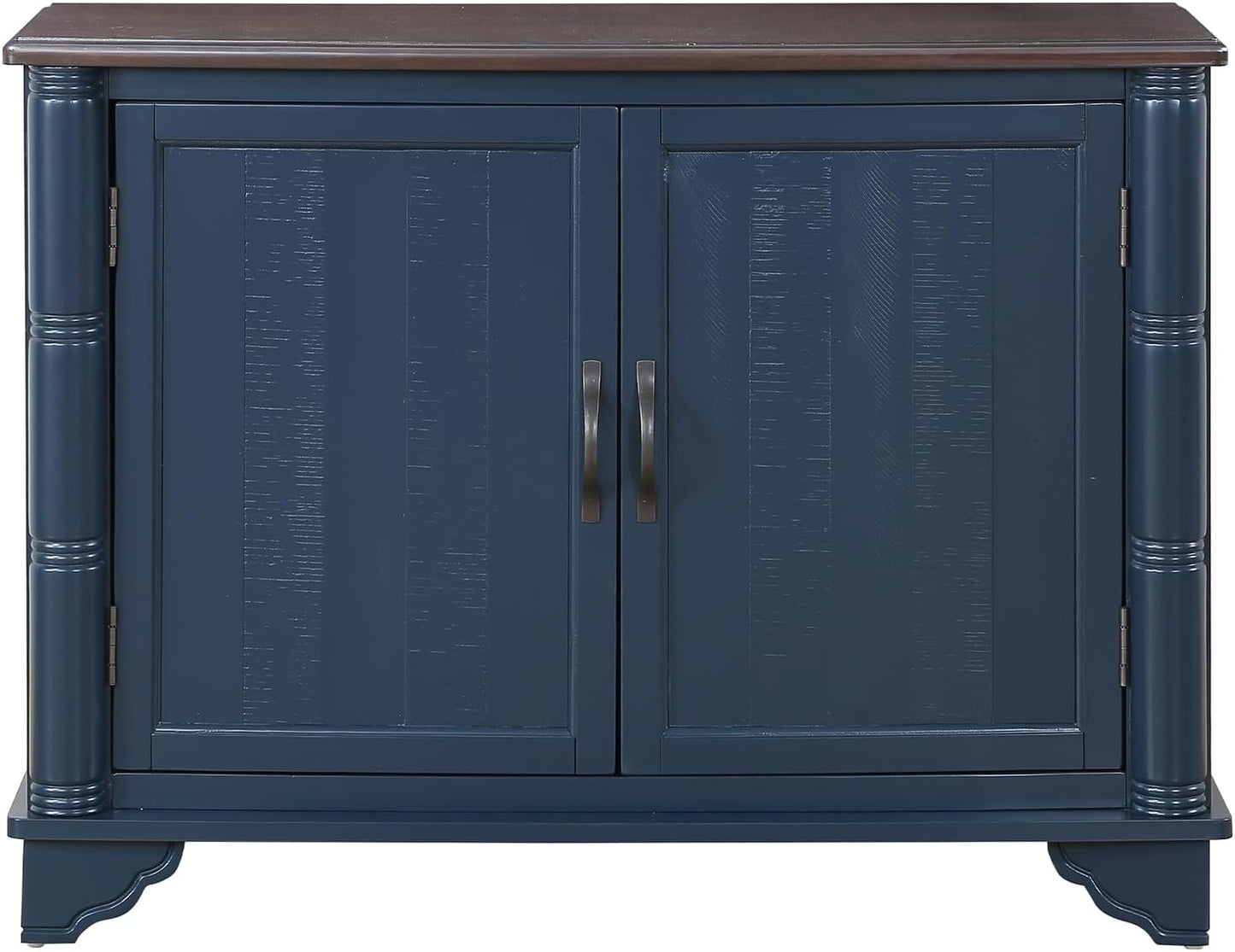 HMFULE 40" Sideboard Buffet Storage Cabinet, Retro Console Table with Solid Wood Feet Adjustable Shelf & 2 Doors for Kitchen Dining Room Living Room (Navy Blue)