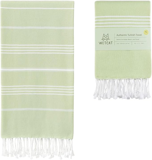WETCAT Turkish Beach Towel Oversized (38"x71") 100% Turkish Cotton, Made in Turkey - Sand Free, Extra Large, Ultra Soft, Quick Drying, Compact & Lightweight for Travel - Seafoam Green