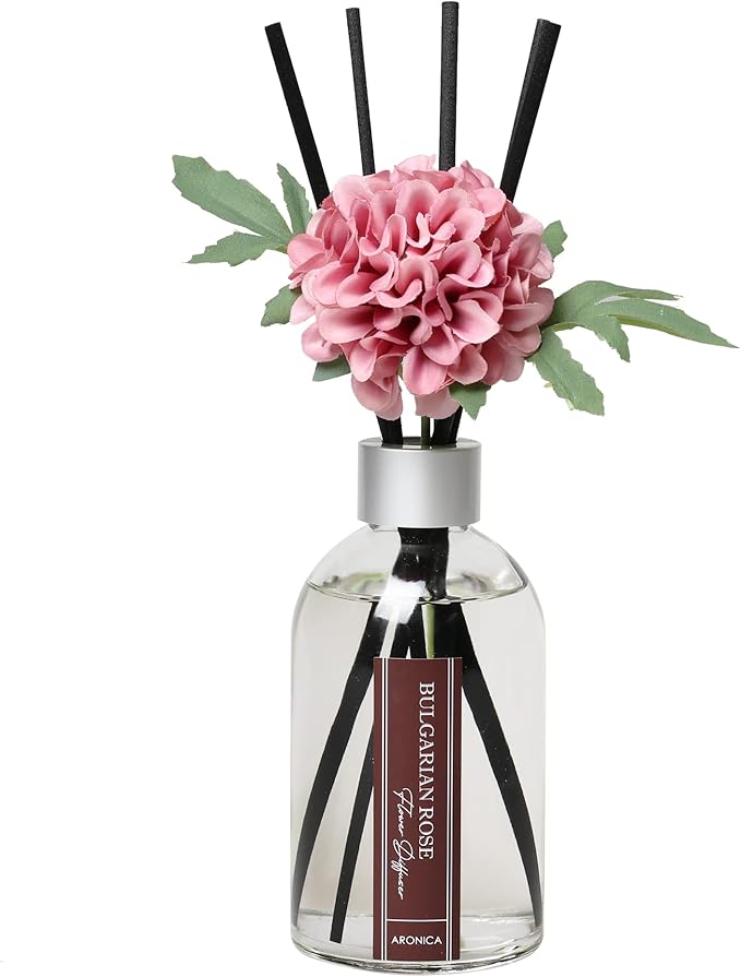 Aronica Flower Air Fresheners For Home, Sweet Rose Scent Room Non Plug In, Desk Reed Diffuser, Pink Air Freshener For Bathroom