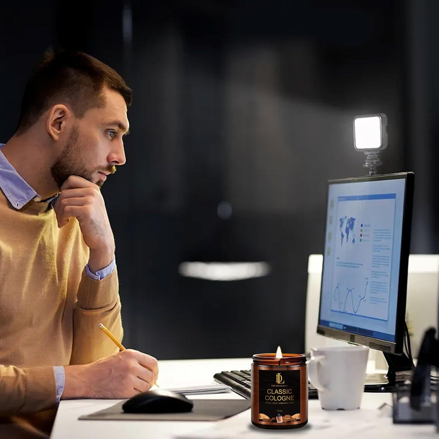 Classic Cologne Candle, Cologne Aromatherapy Candle, Masculine Candles for Men, Father's Day Gifts for Men, Natural Soy Candles for Home Scented, Long Lasting with 50 Hour Burn Time, 7oz