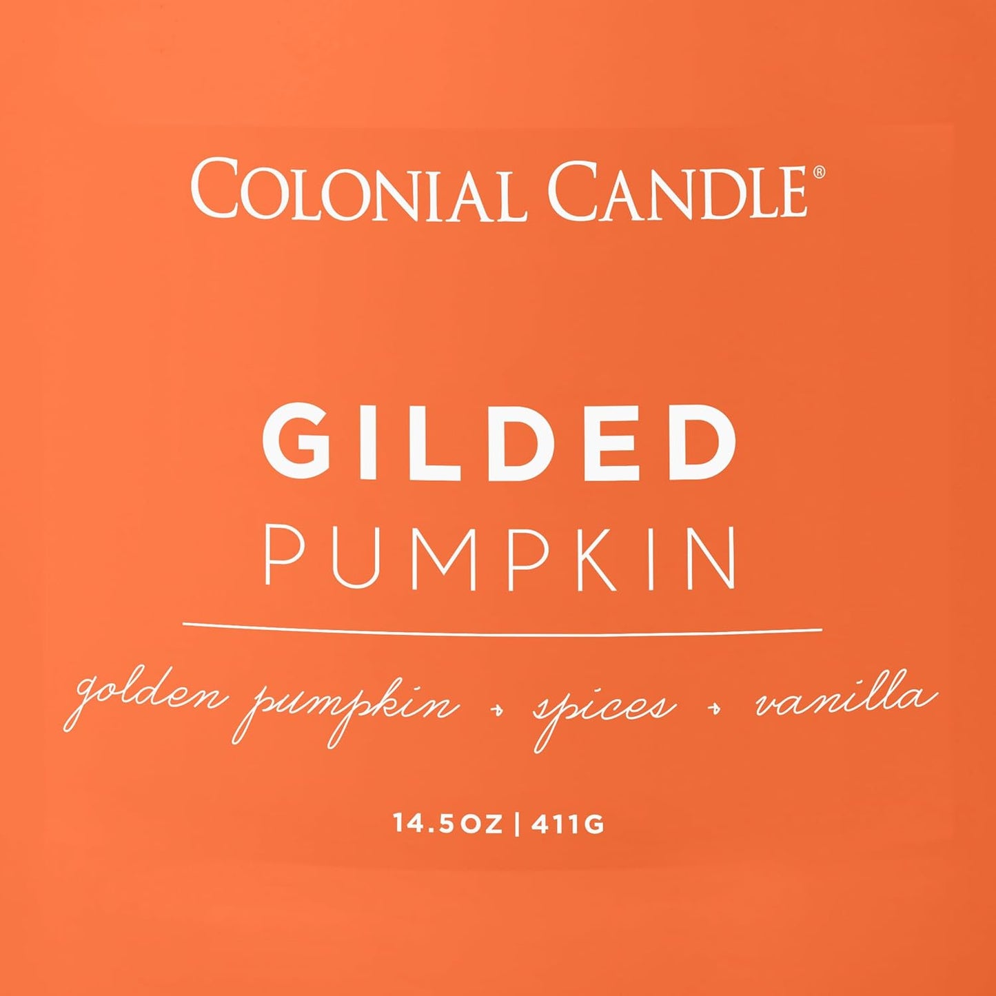 Colonial Candle Gilded Pumpkin Scented Jar Candle, Pop of Color Collection, 3 Wick, Orange, 14.5 oz - Up to 60 Hours Burn