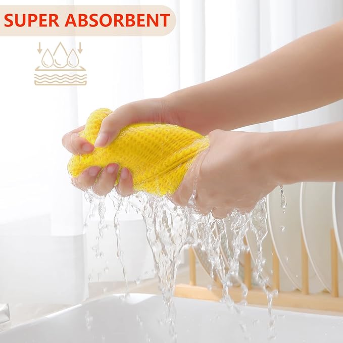 Homaxy 100% Cotton Waffle Weave Kitchen Dish Cloths, Ultra Soft Absorbent Quick Drying Dish Towels, 12 x 12 Inches, 6-Pack, Yellow