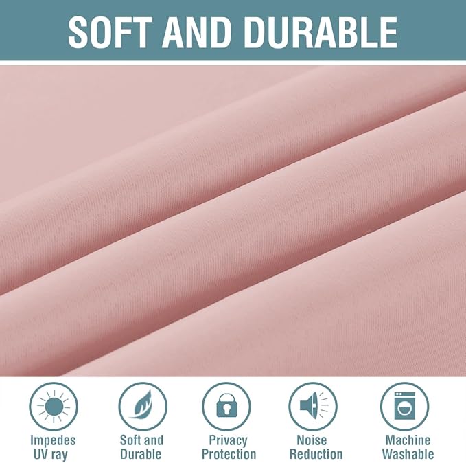 H.VERSAILTEX Blackout Curtain for Living Room Thermal Insulated Window Treatment Curtain Extra Long 96 inch Length Energy Saving Grommet Top Blackout Drape, One Panel, Baby Pink, 52" W x 96" L