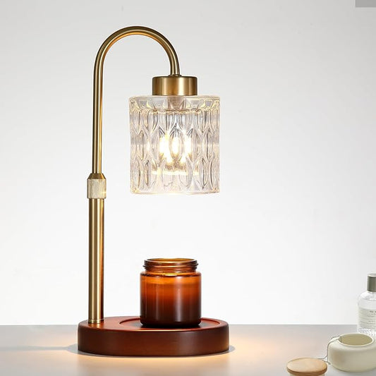 Candle Warmer Lamp with Dimmer and Timer,Home Decor Lamp for Scented Jar,Antique Brass Electric Wax Melt Warmer,Mother's Day/Birthday/Christmas Gifts for Mom/Wife,Adjustable Height,with 2 Bulbs