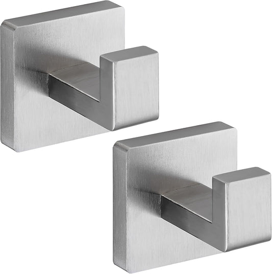 Towel Hooks for Bathrooms, Heavy Duty Wall Mounted Stainless Steel Modern Hook, 4 Pack – Ideal for Hanging Towels, Robes, Coats, in Kitchen, Bedroom, Bathroom, or Hotel (2, Brushed Nickel)