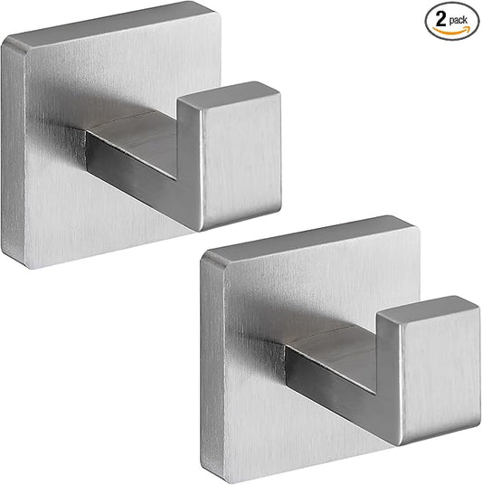 Towel Hooks for Bathrooms, Heavy Duty Wall Mounted Stainless Steel Modern Hook, 4 Pack – Ideal for Hanging Towels, Robes, Coats, in Kitchen, Bedroom, Bathroom, or Hotel (2, Brushed Nickel)