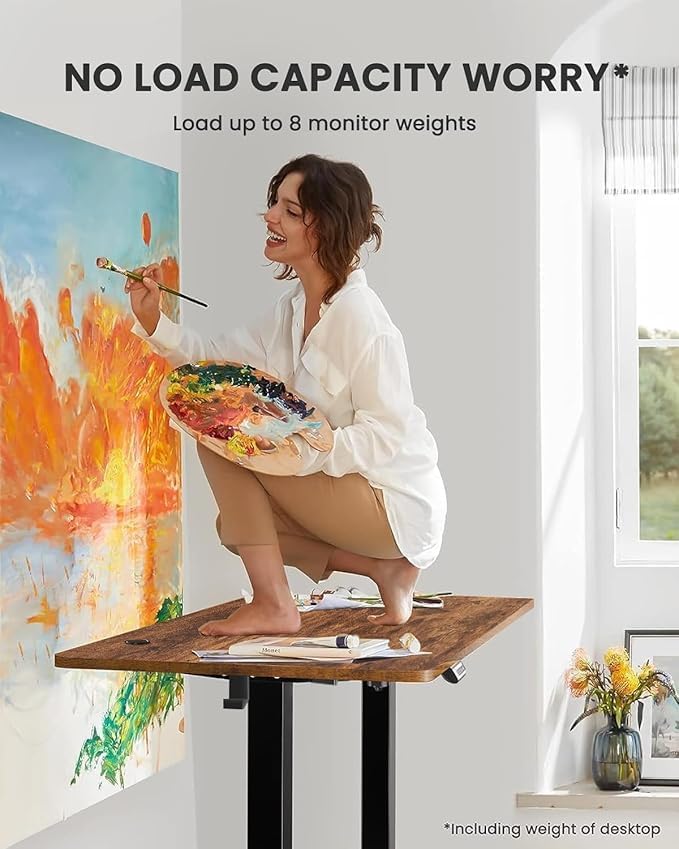 Standing Desk Adjustable Height, 48 x 24 in Electric Sit Stand up Desk for Home Office, Ergonomic Workstation Computer Desk with Two-Piece Desktop, Sit Stand Office Desk, Vintage Brown