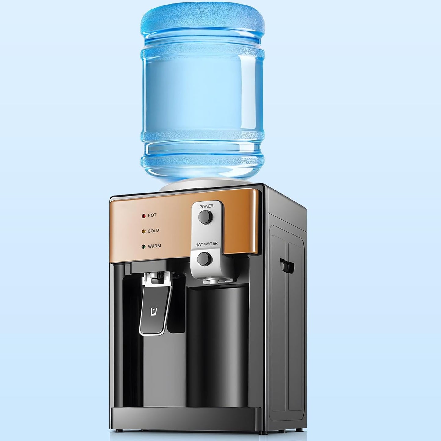 Housiwill Countertop Water Dispenser, Top Loading Water Cooler for 1.2 to 5 Gallon, 3 Temperature Settings Room Temperature Water Cold Hot Water Dispenser, Suitable for Home, Office, Dorm Bedside Use