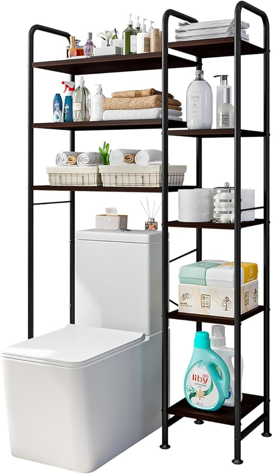 Over The Toilet Storage Bathroom Organizer Shelf Freestanding Space Saver with Toilet Multifunctional Rack (BlackOak)