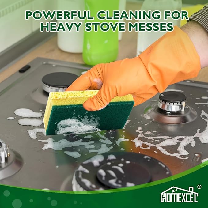 HOMEXCEL Sponges Kitchen 24pcs, Heavy Duty Sponges for Dishes, Scrub Cleaning Sponge for Non-Coated Cookware, Dishes, Pots, Pans, Dual Sided Dish Sponge for Kitchen, Household, Bathroom and More