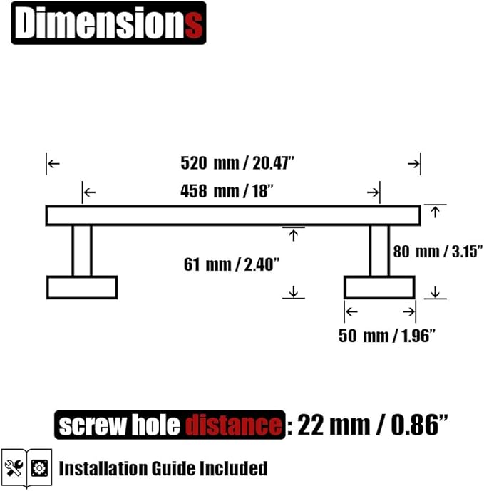 JQK Black Towel Bar, 20.5 Inch 304 Stainless Steel Thicken 0.8mm Towel Rack Bathroom, Towel Holder Matte Black Wall Mount, Useable Length 18 Inch, TB110L18-PB
