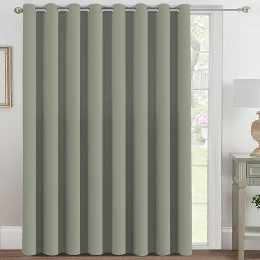 H.VERSAILTEX Blackout Patio Curtains 100 x 108 Inches for Sliding Door Extral Wide Blackout Curtain Panels Thermal Insulated Room Divider - Grommet Top, 9' Tall by 8.5' Wide - Sea Grass