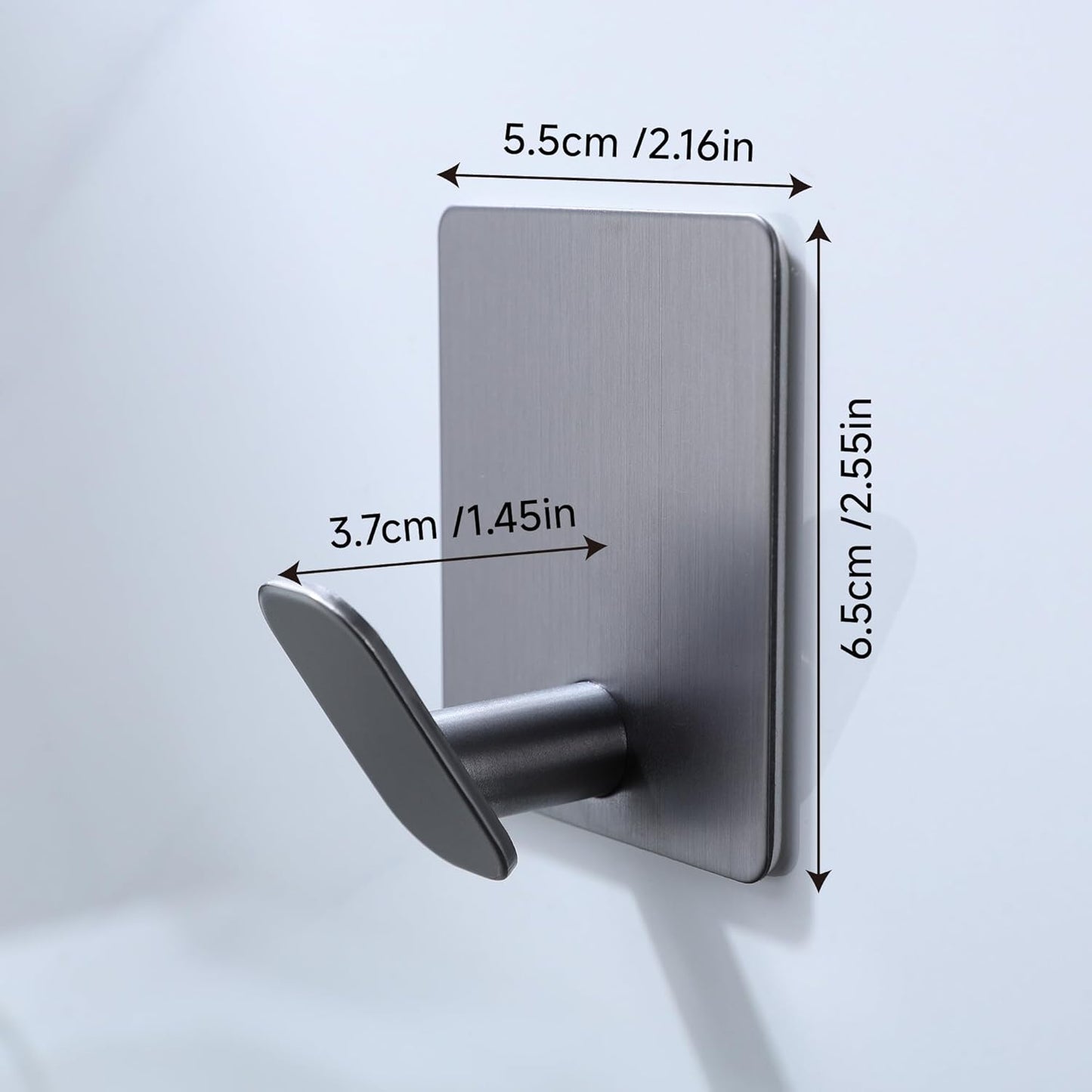 DELITON Towel Hooks for Bathrooms - 4 Pack Adhesive Wall Hooks Heavy Duty No Damage, Coat Robe Sticky Hooks for Hanging Waterproof SUS304 Stainless Steel, Grey