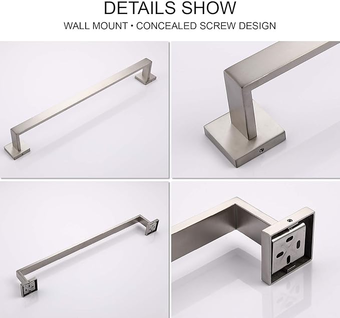 TASTOS 23.6 Inch Black Single Towel Bar Rack, SUS 304 Stainless Steel Bathroom Towel Bar Heavy Duty Towel Holder Kitchen Towel Rod, Wall Mount with Screws Towel Bar Rod Brushed Nickel Finish…