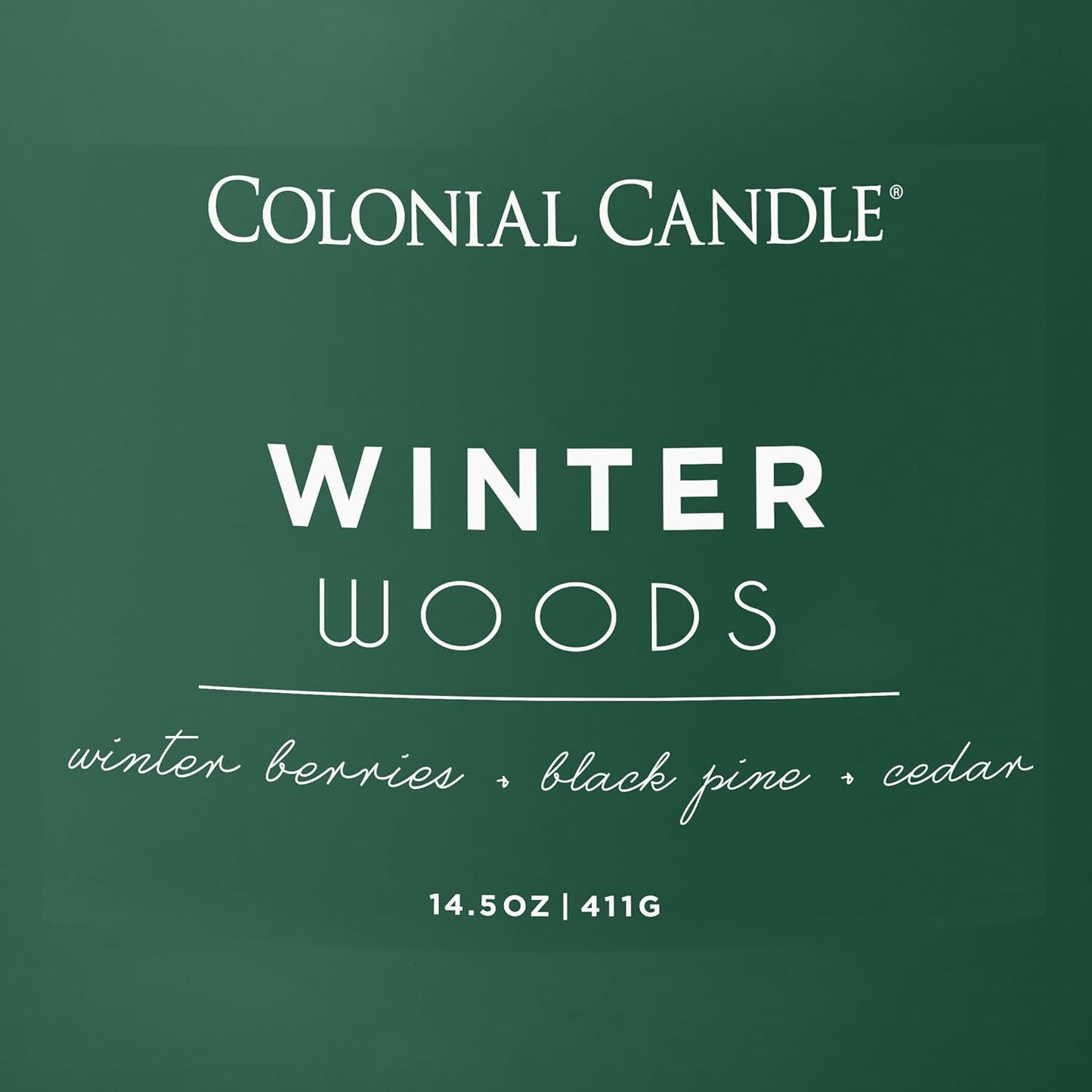Colonial Candle Winter Woods Scented Jar Candle, Pop of Color Collection, 3 Wick, Green, 14.5 oz - Up to 60 Hours Burn