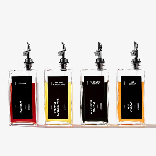 Olive Oil Dispenser Bottle for Kitchen, 16.9 oz/ 500 ml Vinegar Dispenser, Cooking Oil Dispenser Set, Glass Cruet with Pourer Spouts for Vinegar, Coffee Syrup Dispenser