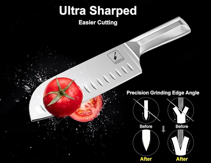 imarku 15 PCS Kitchen Knife Set with Diamond Shaped Handle Dishwasher Safe Kitchen Knives Premium German High Carbon Stainless Steel Chef Knife Set, Father's Day Gifts