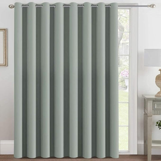 H.VERSAILTEX Blackout Patio Curtains 100 x 84 Inches for Sliding Door Extral Wide Blackout Curtain Panels Thermal Insulated Room Divider - Grommet Top, 7' Tall by 8.5' Wide - Light Sage