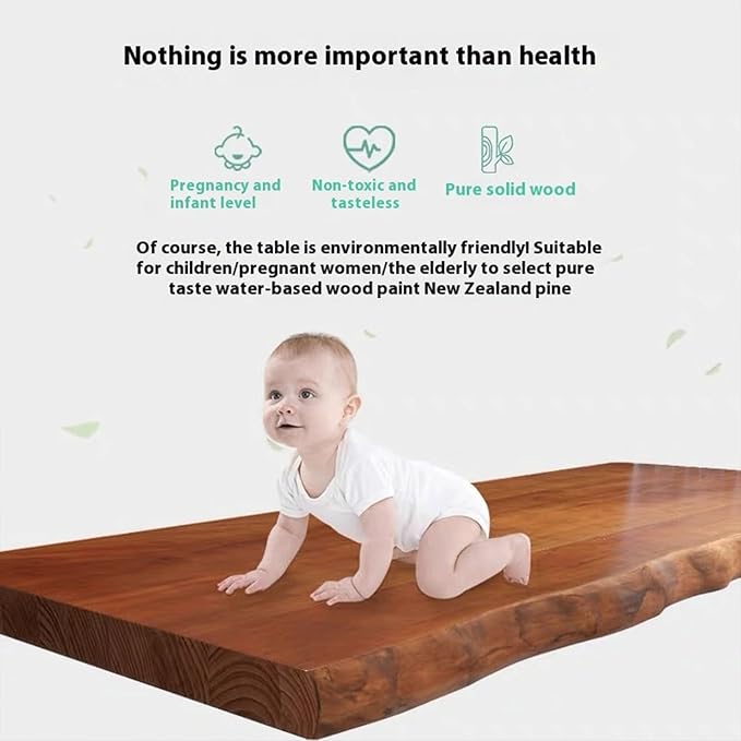 Pine Computer Desk, Modern Solid Wood Home Office Desk, Long Rural Farmhouse Pine Dining Table, Administrative Workstation Computer Desk, Suitable for Living Room and Dining Room (55inch)