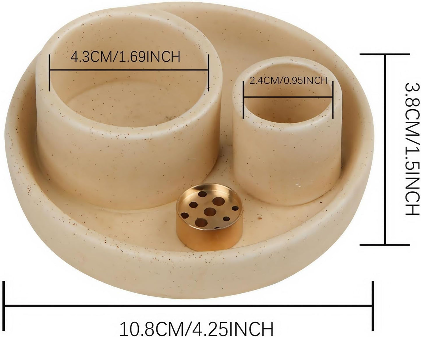 4 in 1 Incense Holder, Palo Santo Stick Holder,Sage Holder for Burning- 4.25" Sage Incense Holder for Meditation Room Home Decor (Sand)