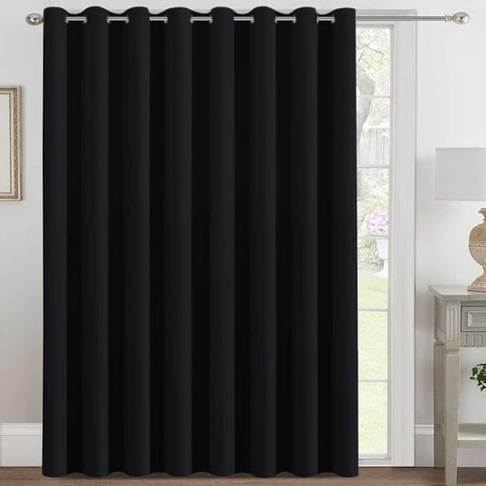 H.VERSAILTEX Blackout Patio Curtains 100 x 108 Inches for Sliding Door Extral Wide Blackout Curtain Panels Thermal Insulated Room Divider - Grommet Top, 9' Tall by 8.5' Wide - Jet Black