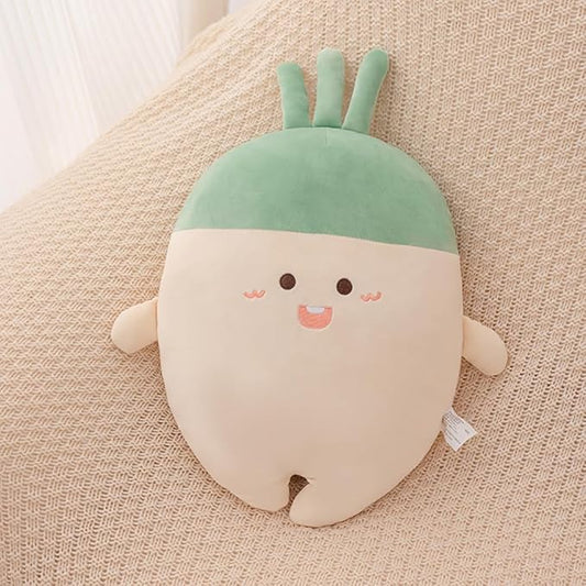White Radish Throw Pillows Decorative Cute Soft Vegetable Hugging Pillow Stuffed Food Soft Plush Cushion Décor for Birthdays Gifts Home Decor (White)