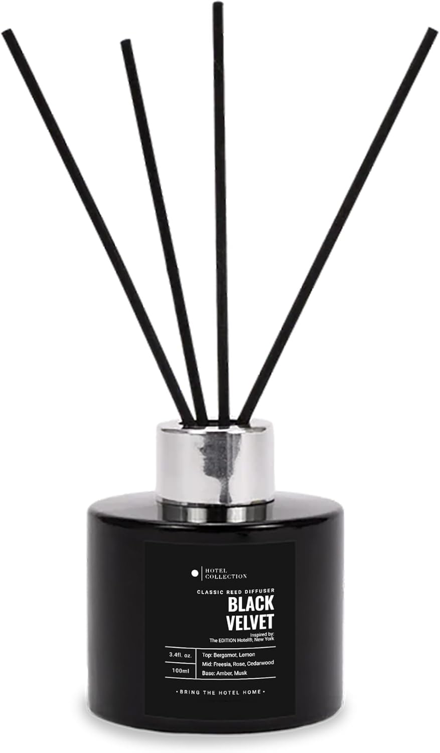 Black Velvet Reed Diffuser Set, Luxury Hotel Inspired Home Diffuser with Hints of Zesty Citrus, Juicy Black Fig, and Floral Rose, Lasting 4 Month Longevity, 100mL