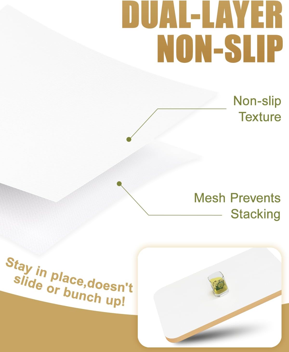 Drawer and Shelf Liner, Non-Adhesive Kitchen Cabinet Liners, Non Slip Shelf Paper Waterproof Washable Thickened for Dresser Pantry Shelve Bathroom Protector