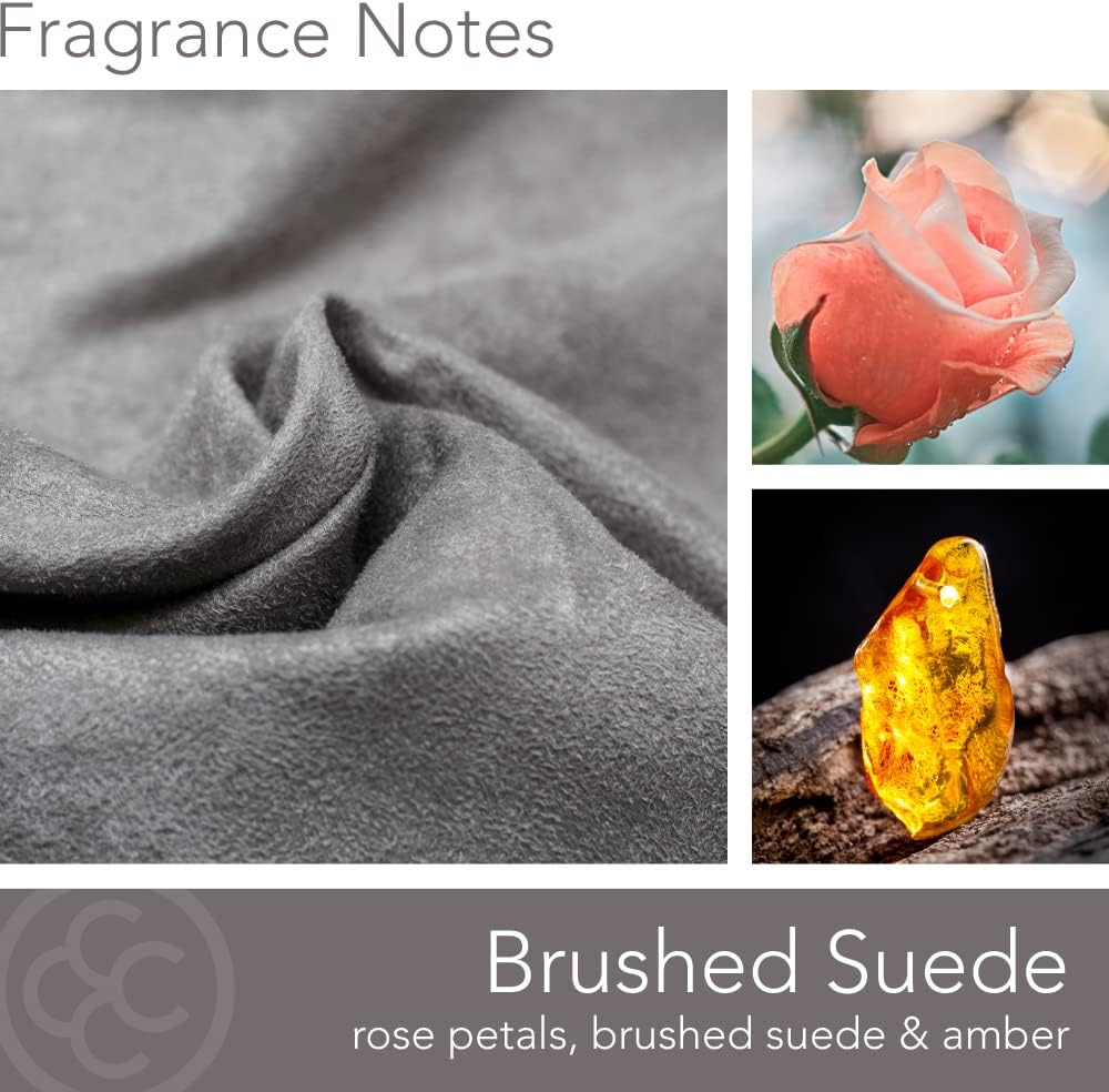 Colonial Candle Brushed Suede Scented Jar Candle, Pop of Color Collection, 3 Wick, Grey, 14.5 oz - Up to 60 Hours Burn