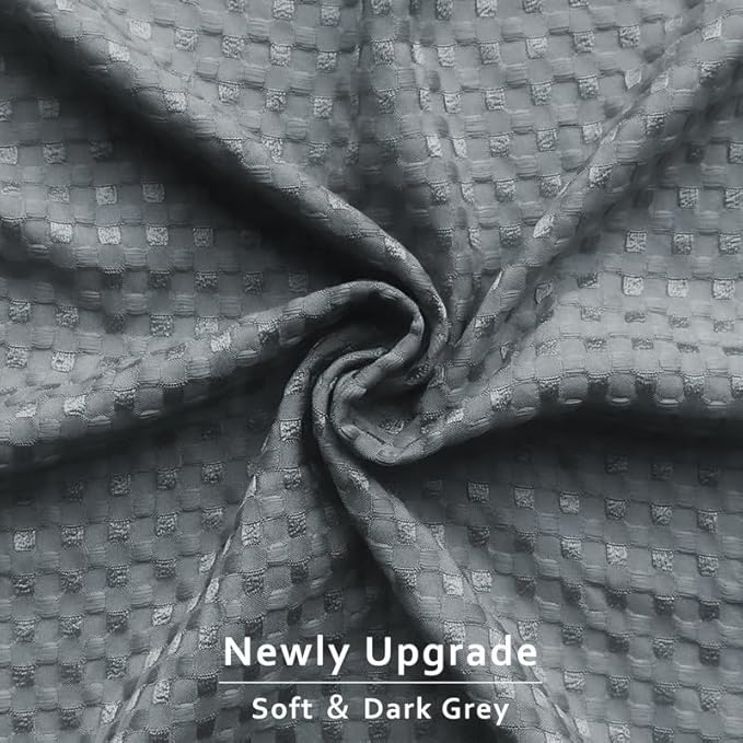 MIYE Pleated Waffle Weave Bed Skirt, Tailored Dust Ruffle 16 Inch Drop Easy Fit, Machine Washable (Dark Grey, King - 16" Drop)